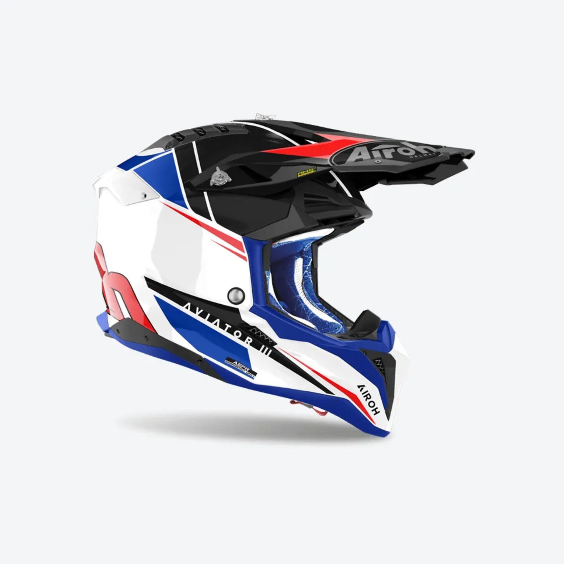 Casco para Moto Airoh Aviator 3 Push Blue/Red Gloss